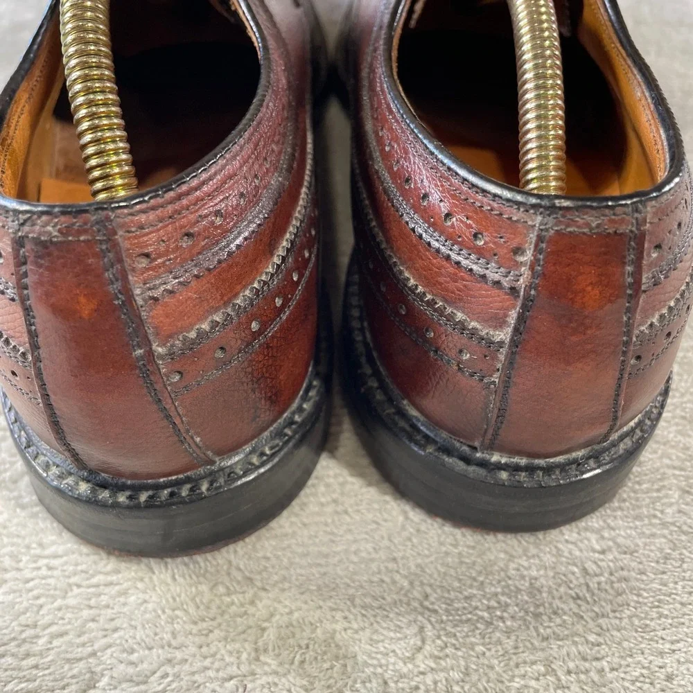 Johnston Murphy Aristocraft Wingtip Blucher Shoes Mens 9 Burgundy Leather Office